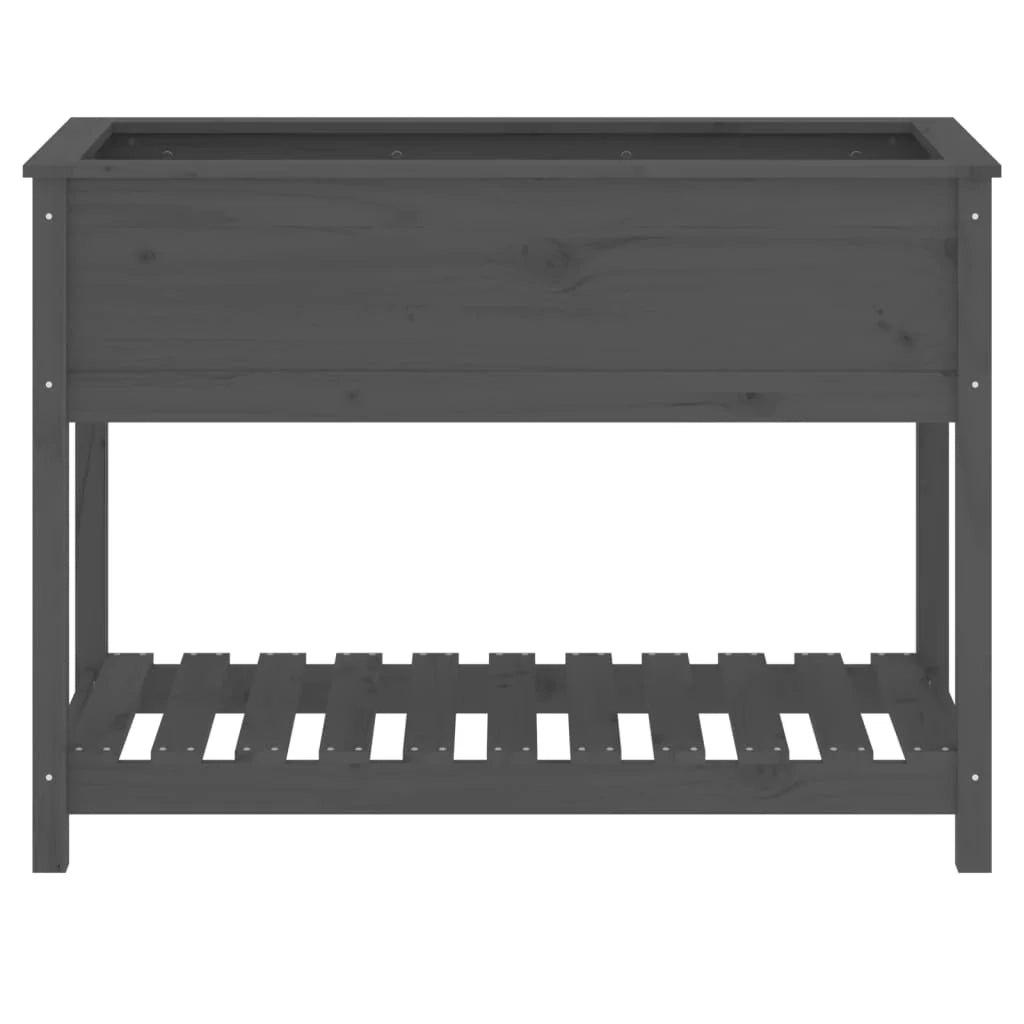 Fioriera rialzata per piante fiori patio giardino con ripiano 111,5 x 54 x 81 cm legno massello di pino grigio 02_0038387