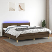 Letto a Molle Materasso e LED Marronescuro 200x200cm in Tessuto cod mxl 62730