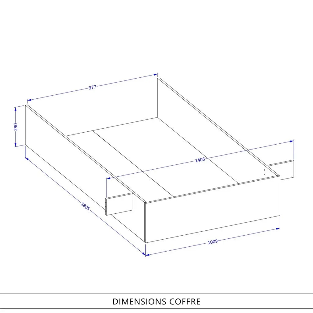 Letto contenitore 140x200 stile industriale - Collezione MILOS. Colori rovere grezzo e nero.