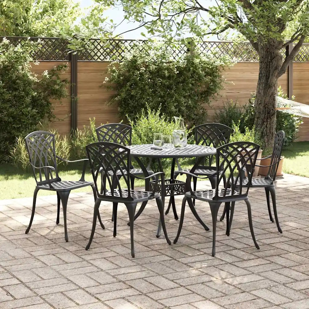 Set da Pranzo per Giardino 7 pcs Nero Alluminio 3334721