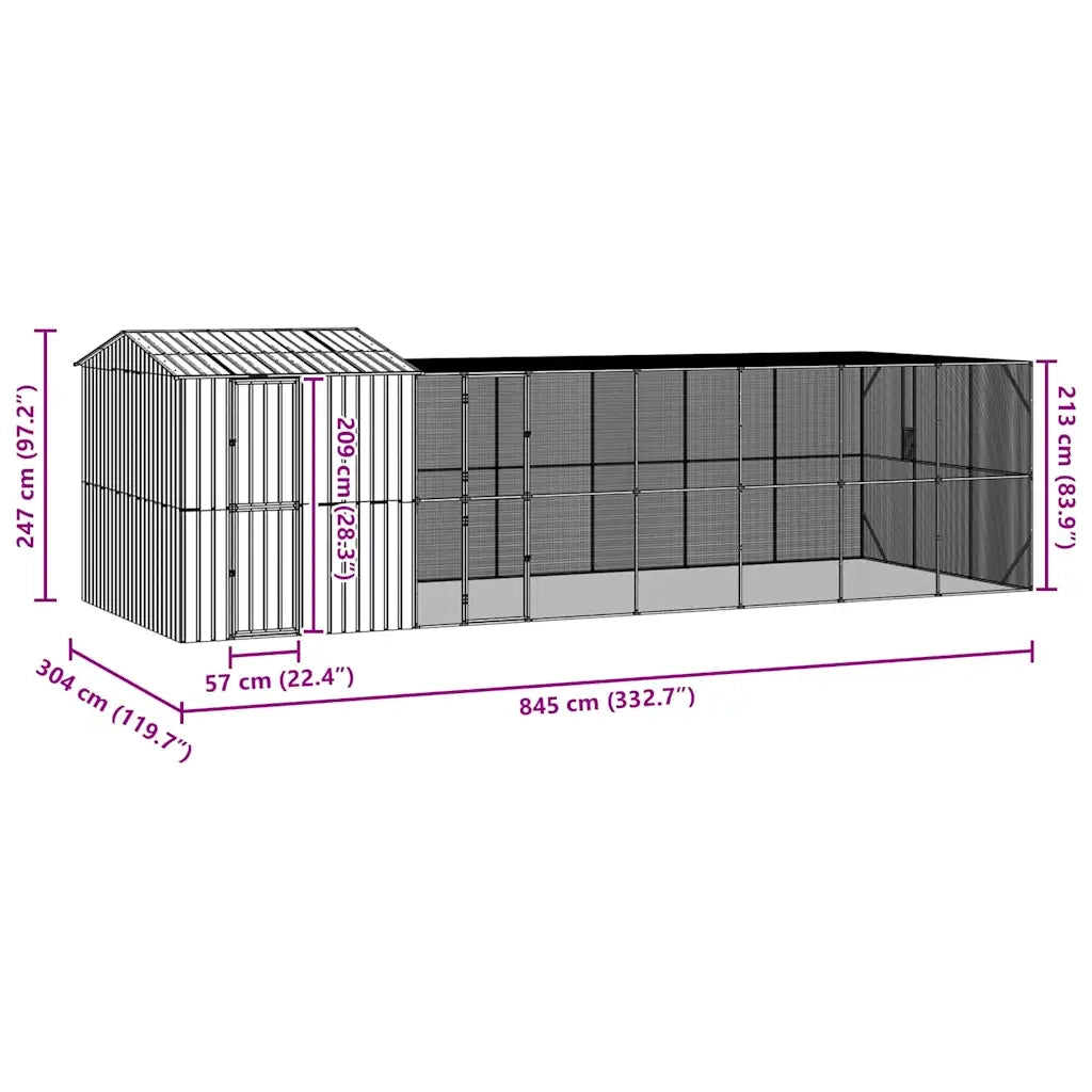 Gabbia per uccelli Antracite 845 x 304 x 247 cm Acciaio zincato 3325167