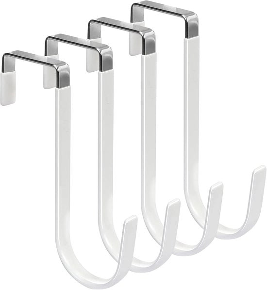 Hanger per porta - attacchi per porta con gomma anti-scalfatura - grilletti per porta in acciaio inossidabile - Set di grilletti per porta 4 pezzi - bianco