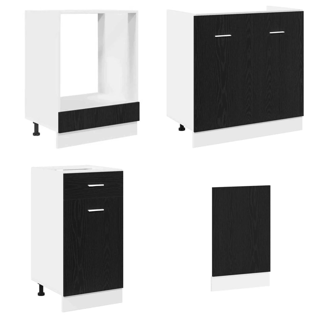 Unità Cucina Lyon 8 pcs Rovere Nero Legno ingegnerizzato 3445843