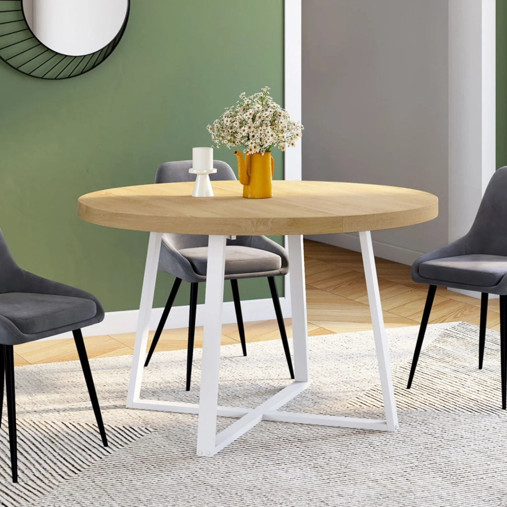 IDMarket - SELMA tavolo da pranzo rotondo allungabile 4-8 persone legno e bianco 110-150 cm