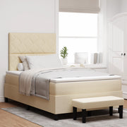 Letto a Box Spring con Materasso e Panchina Crema 120x200 cm Tessuto
