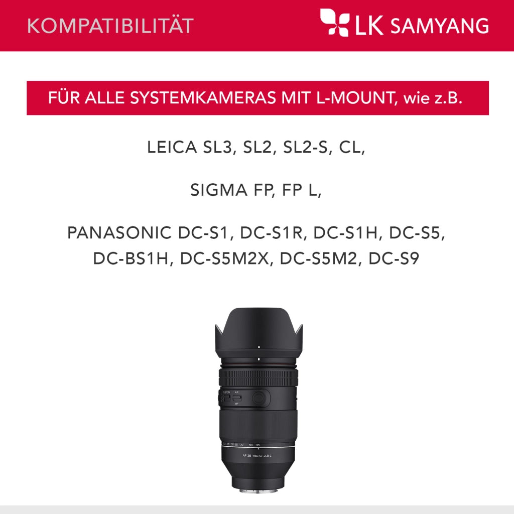 AF 35-150mm F2-2.8 per obiettivo con attacco L - obiettivo zoom a tutto tondo con parafocale, AF per video cinematografici e zoom per riprese dolly, interruttore personalizzato
