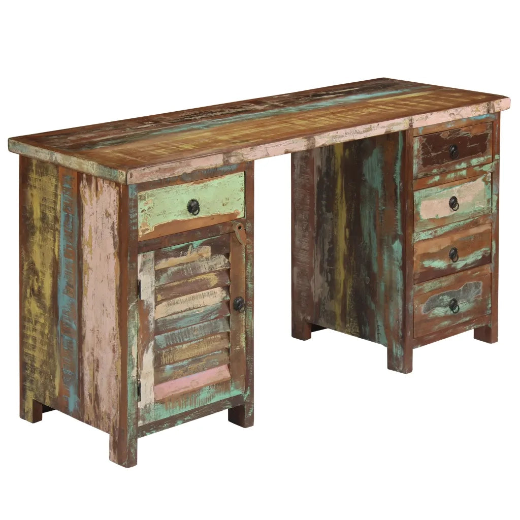vidaXL Scrivania a Colonna in Legno Massello di Recupero 140x50x77 cm