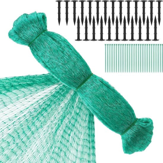 Rete di Protezione per Frutteti e Orti - 4 x 10 m - Con Spine e Cinghie - Protezione contro gli Uccelli