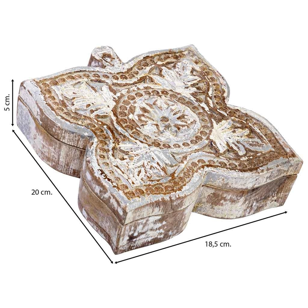 Scatola in legno con finitura artigianale bianco anticato 18,5x20x5h cm