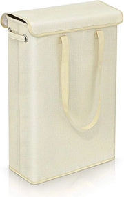 Contenitore di Stoccaggio - Capacità 45L - 38x59x19x18.5cm - Tela Lino Idrorepellente - Pieghevole in Gomma - Beige