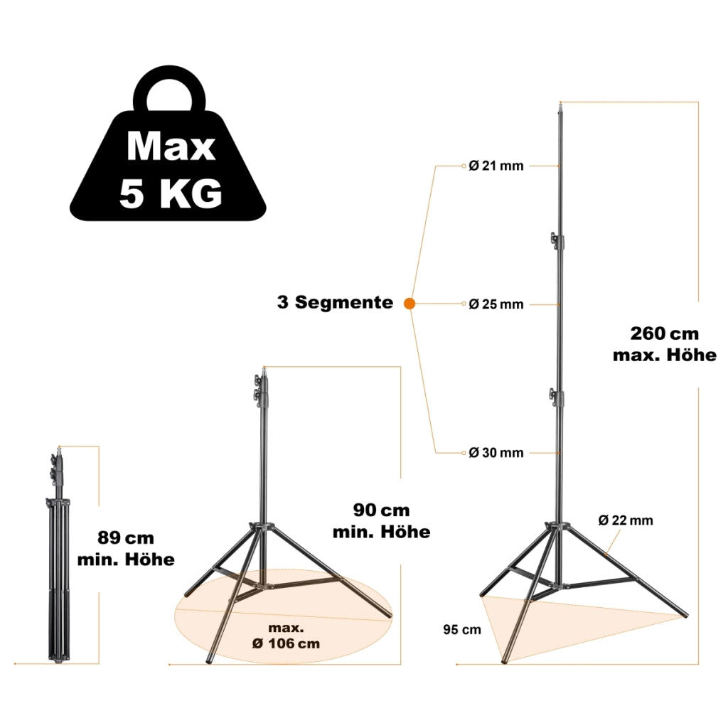 walimex pro LED Versalight 500 Daylight Set - composto da luce a pannello e treppiede per lampada fino a 260 cm
