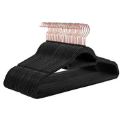 Grucce in velluto set da 30 antiscivolo con ganci girevoli rose gold spessore 0,6 cm lunghezza 45 cm per cappotti abiti pantaloni cravatte nero 12_0003411