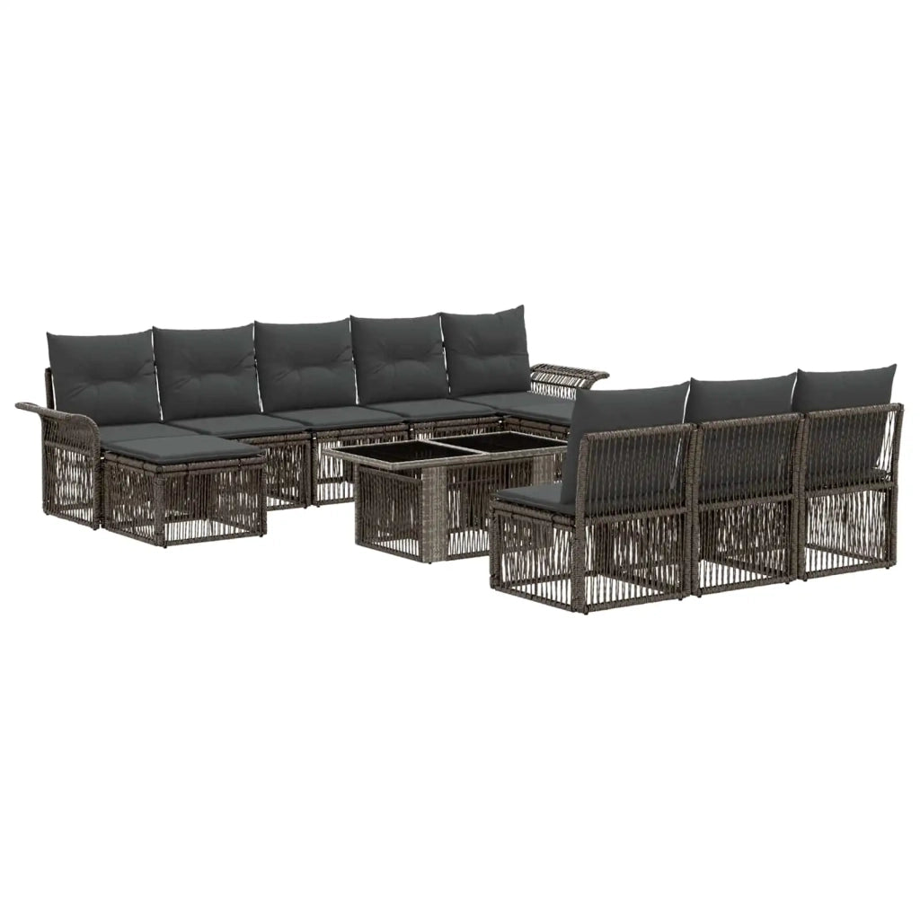 Set Divano da Giardino 11 pz Grigio e Grigio Scuro polyrattan 3436694