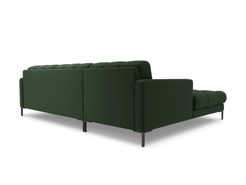 Cosmopolitan Design - Divano angolare sinistro "Bali" 5 posti in tessuto strutturato verde scuro 