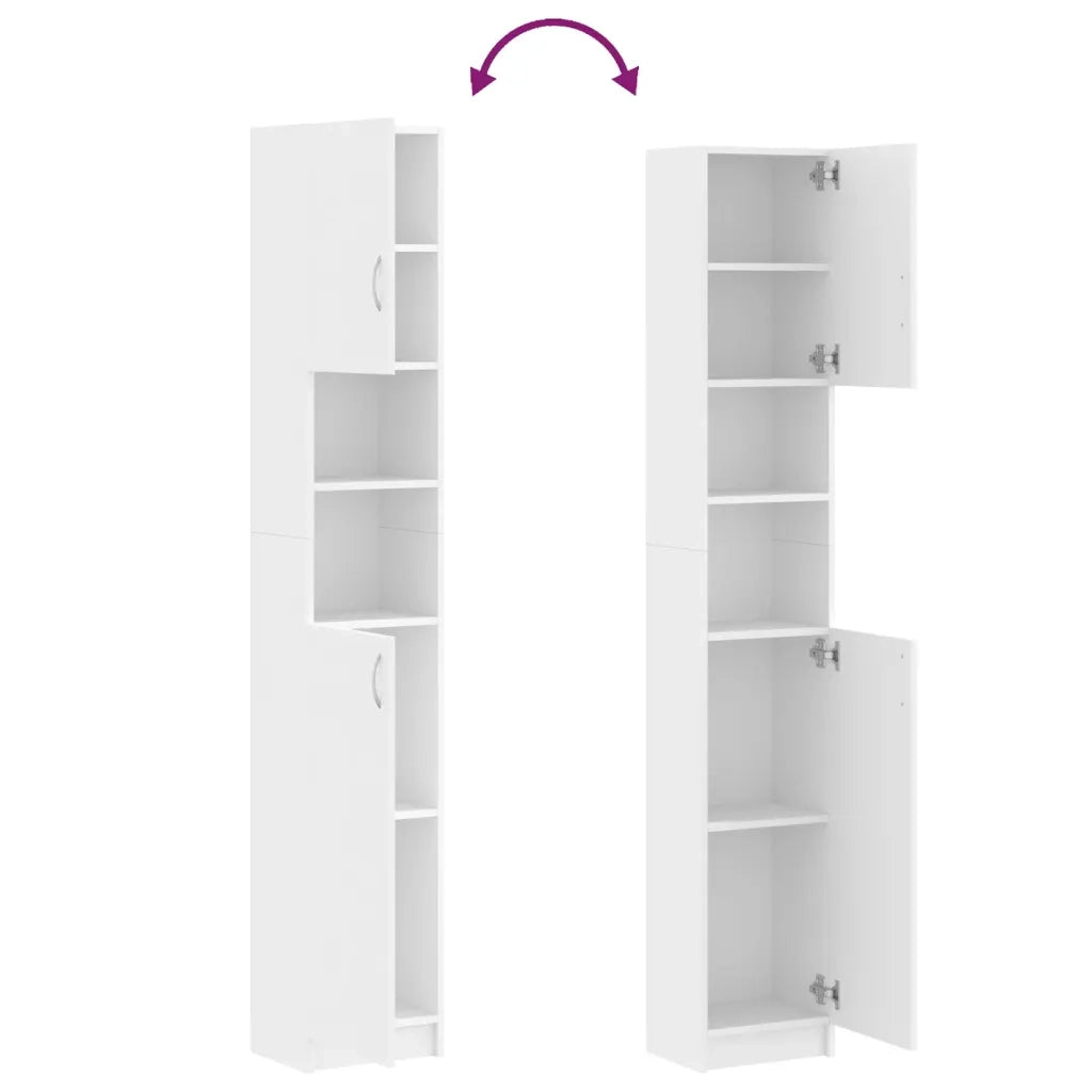 Mobiletto da bagno bianco con vano contenitore 32 x 25,5 x 190 cm realizzato in legno composito bianco 02_0047771