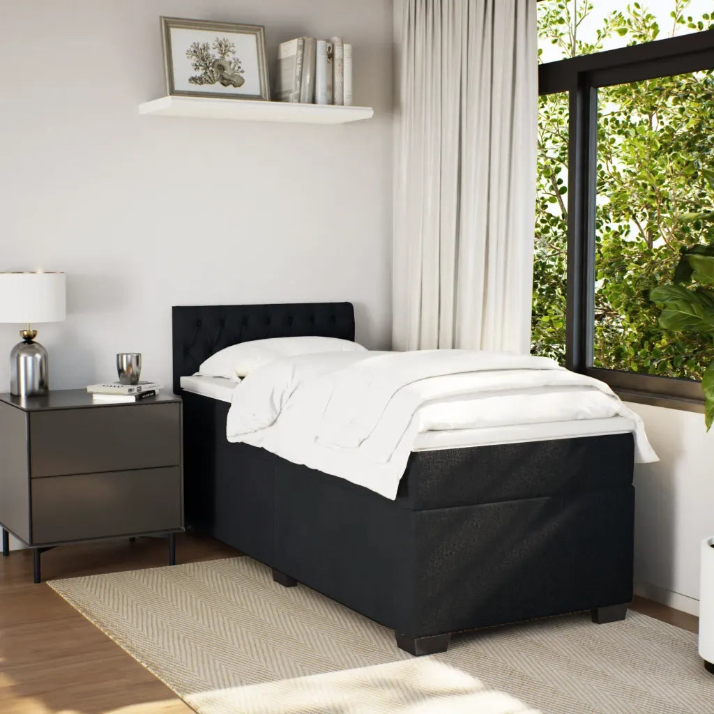 Letto singolo | Letto per adulti | Giroletto a Molle con Materasso Nero 80x200 cm in Velluto
