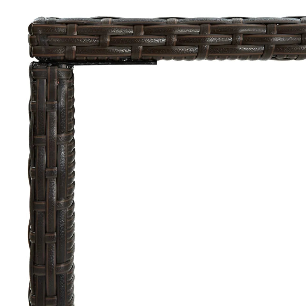 Tavolo da Bar da Giardino Marrone 70x70x110 cm Polyrattan Vetro 313457