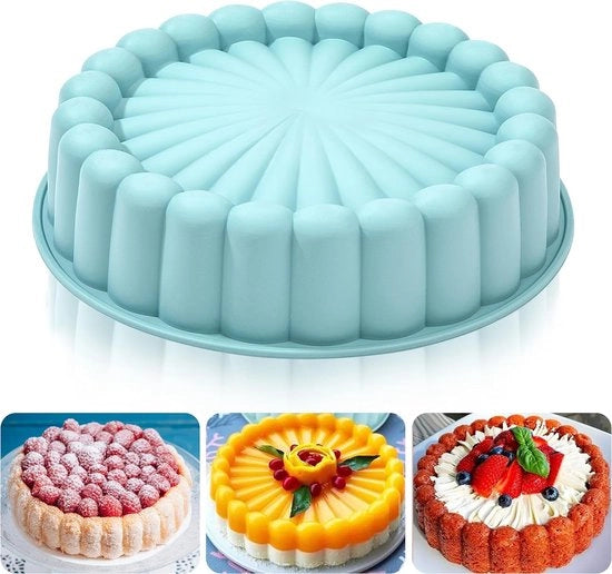 Forma per torta in silicone premium con disegno zinnia blu - attrezzo da forno per compleanni - antiaderente - forma per torta con superficie a grana