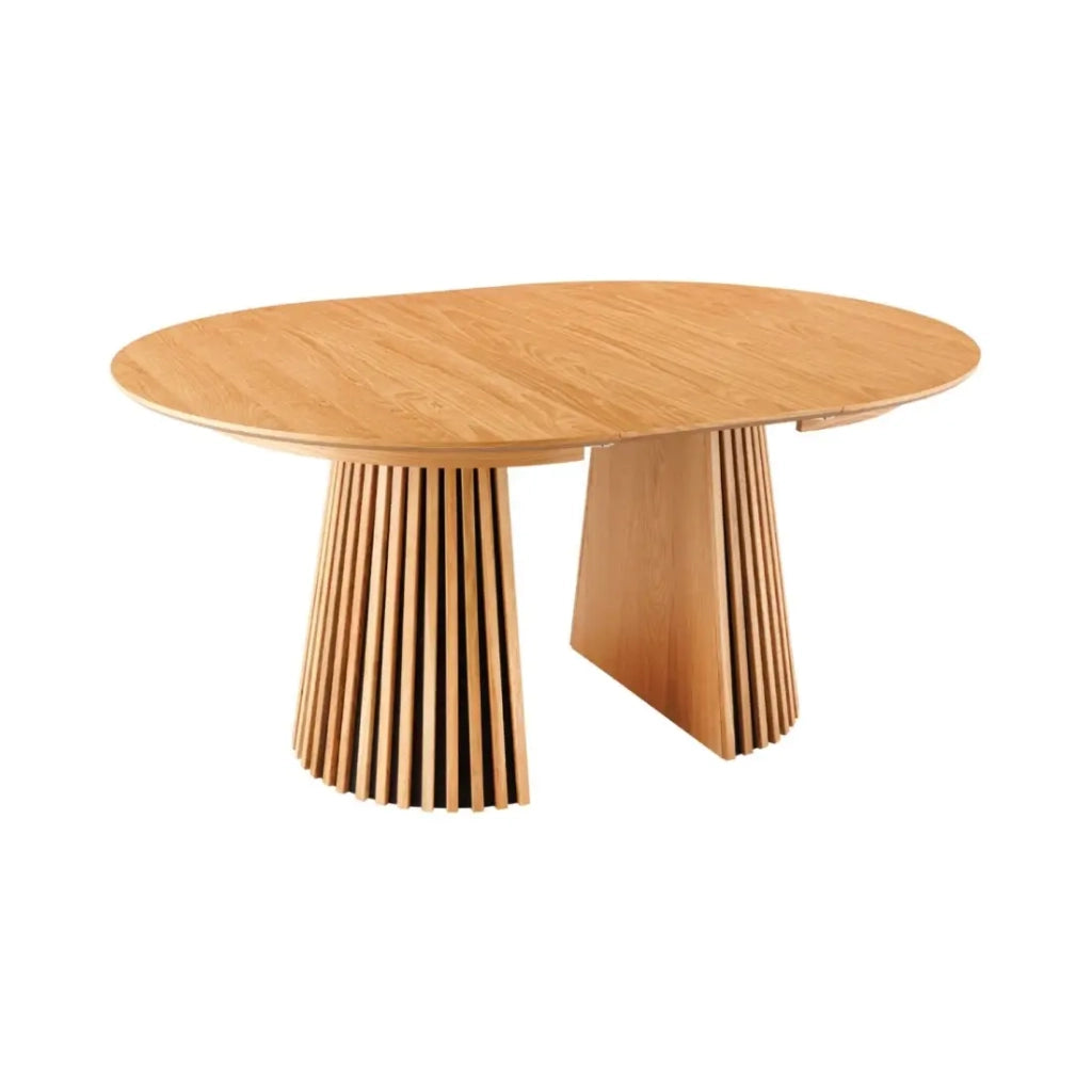 Tavolo rotondo allungabile KANOVA 120 a 160 a 200 cm in finitura rovere chiaro
