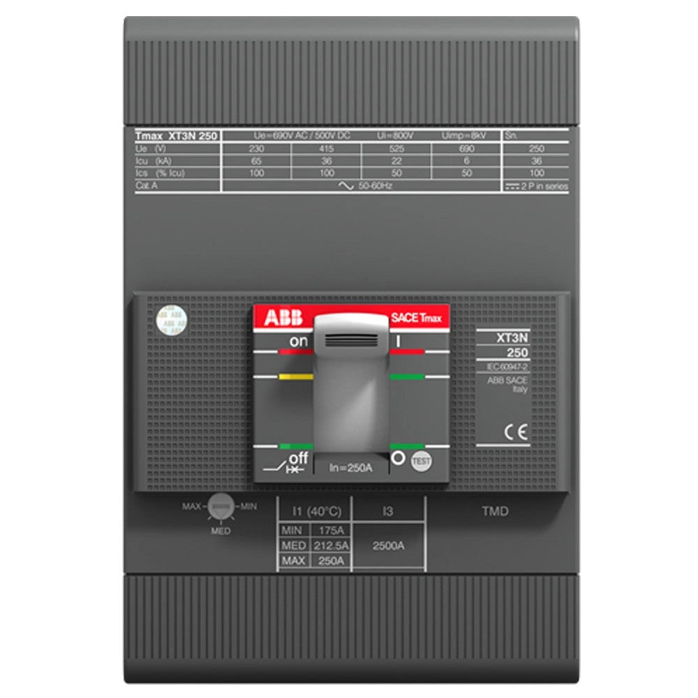 Interruttore magnetotermico XT3N 250A 3 poli 12 VCC Abb
