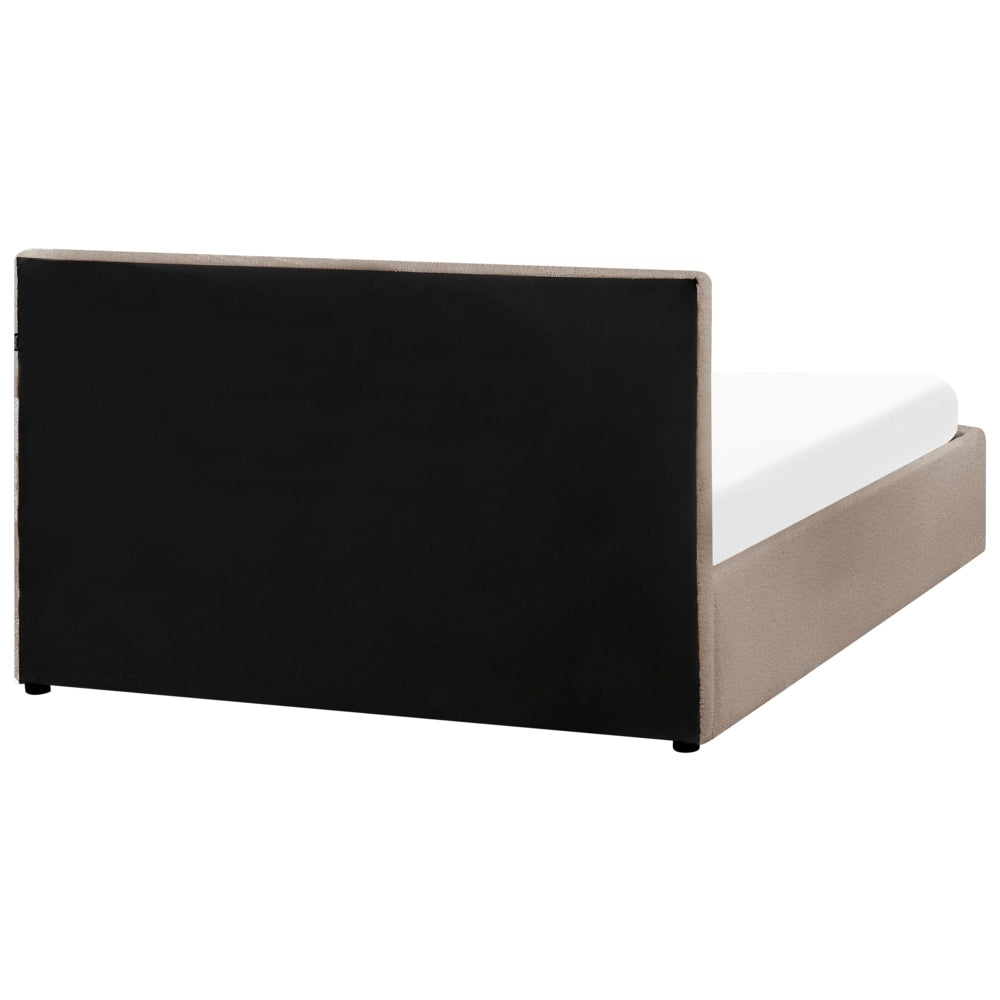 Letto Ottomano Tortora Boucle 140x200 cm Struttura imbottita con Testiera