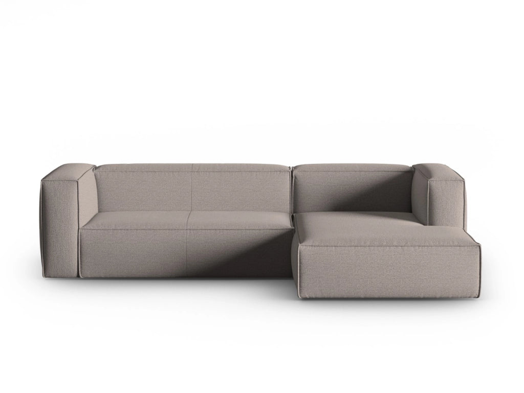 Cosmopolitan Design - Divano angolare destro "Mackay" 4 posti in velluto strutturato cappuccino 