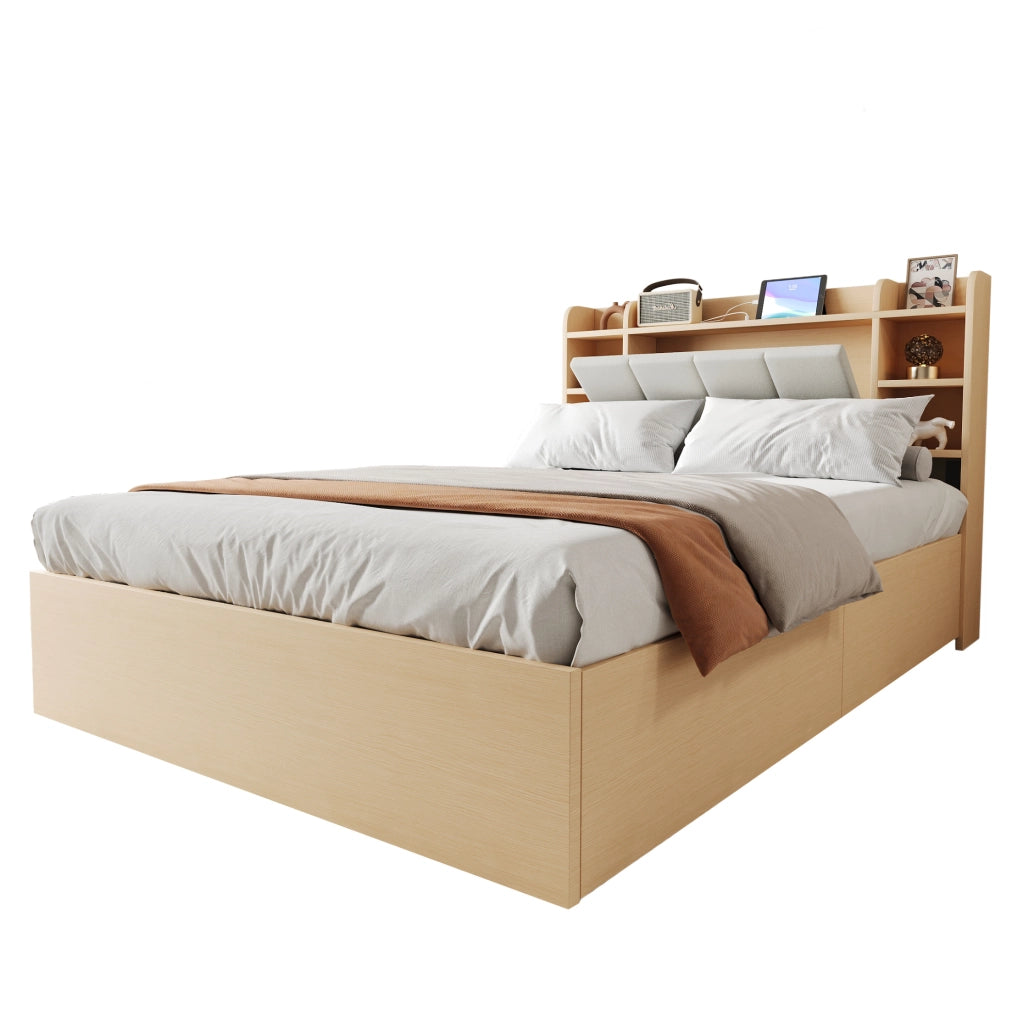 Letto 140x200 cm con contenitore idraulico, USB e USB-C
