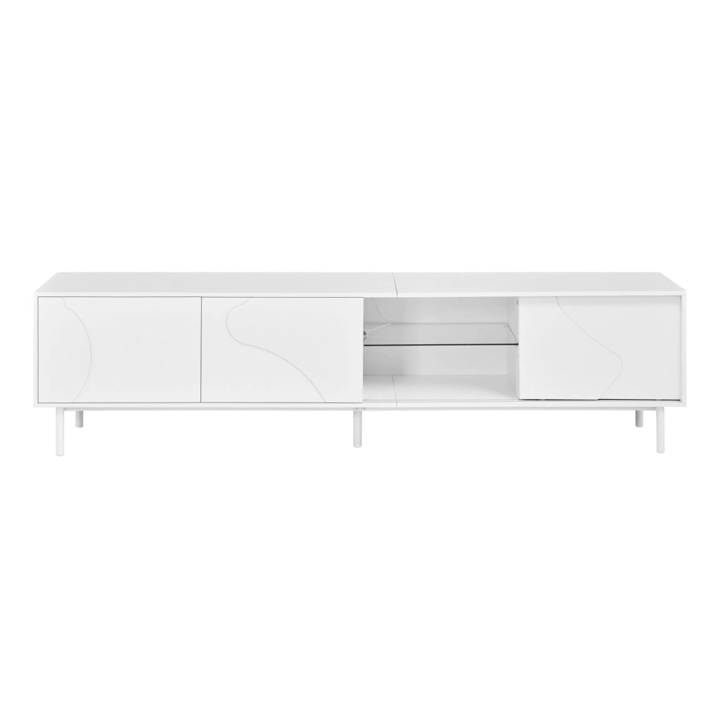 Mobile TV 180x40x45 cm con LED controllabile da app; ante scorrevoli; MDF; bianco