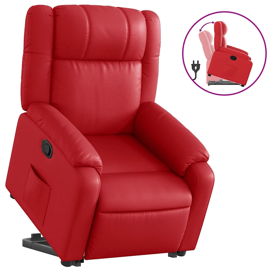 Poltrona Alzapersona Reclinabile Rosso in Similpelle 3205155