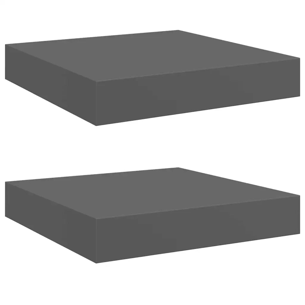 Scaffali a Parete 2 pz Grigio Lucido 23x23,5x3,8 cm in MDF 323782