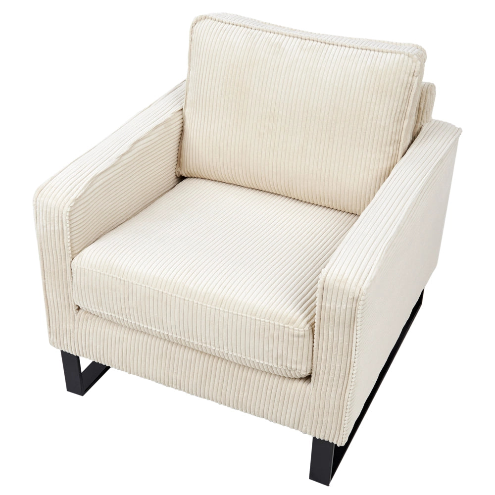 Poltrona in velluto a coste beige chiaro Soggiorno stile Moderno contemporaneo