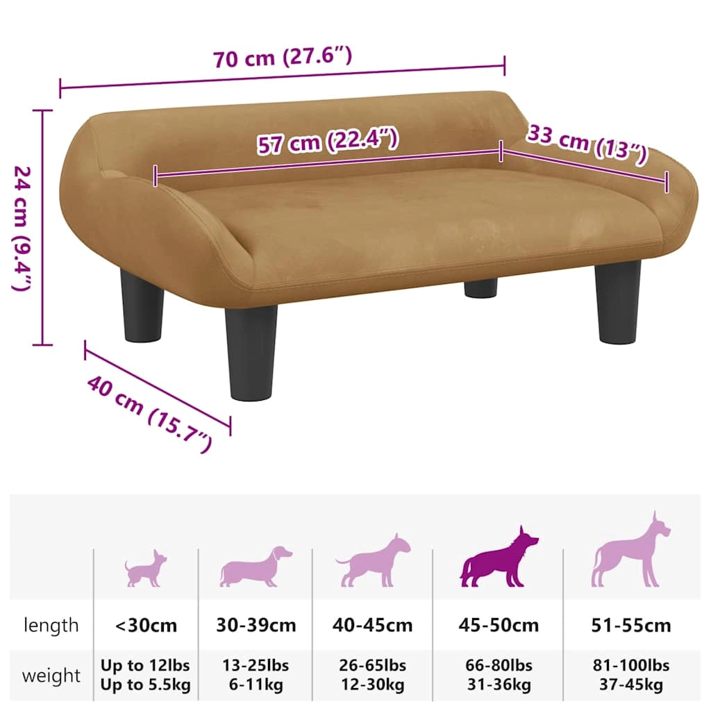 Cuccia per cani a forma di cesto comoda 70 x 40 x 24 cm velluto marrone 02_0042793