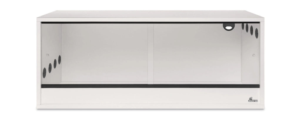 Diversa terrario in legno bianco 100x40x40h - con sportelli scorrevoli in vetro