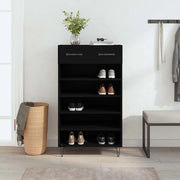 Scarpiera-Scaffale per scarpe Nera 60x35x105 cm in Legno Multistrato 543996