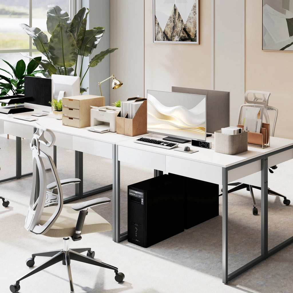 Scrivania con 2 Cassetti ¨C Zephmum ¨C Bianco 100x50x75 cm
