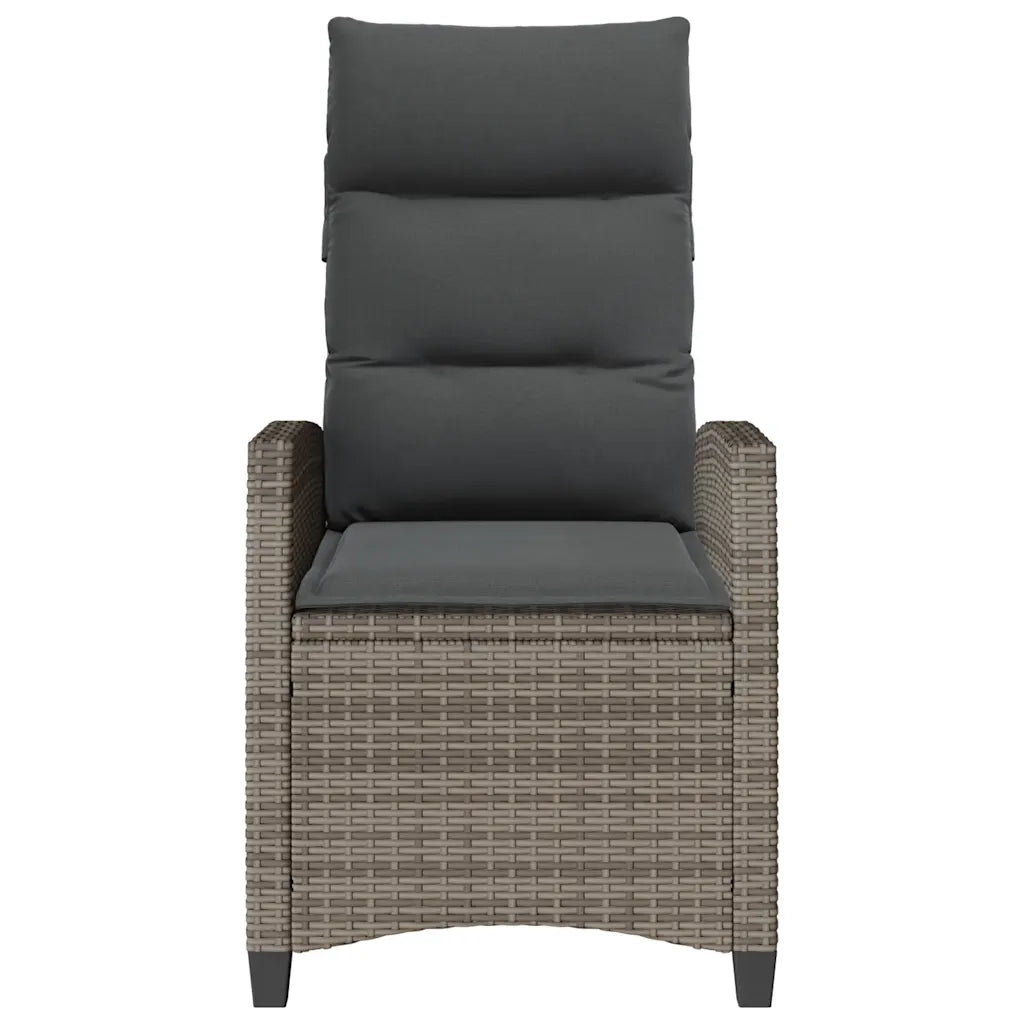 Sedia Reclinabile da Giardino con Tavolino Grigio Polyrattan 4108271