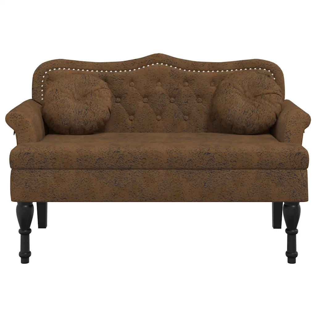 Panca con Cuscini Marrone 120,5x65x75 cm Similpelle Scamosciata CFW7956731