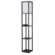 Lampada da Terra con Ripiani ¨C Zephmum ¨C 26x26x160 cm Nero e Bianco