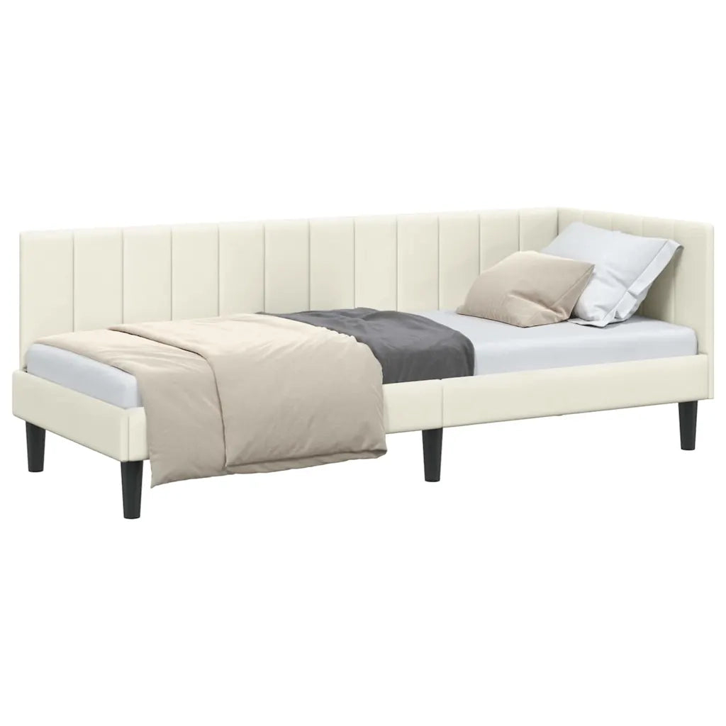 vidaXL Cornice del letto ad angolo Crema 80 x 200 cm Velluto
