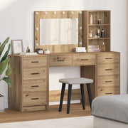 vidaXL Tavolo da Trucco con cassetto 3 pcs Marrone 40 x 41 x 135 cm