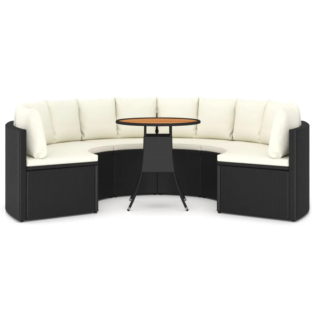 Set Divani da Giardino 7 pz con Cuscini in Polyrattan Nero cod mxl 36167