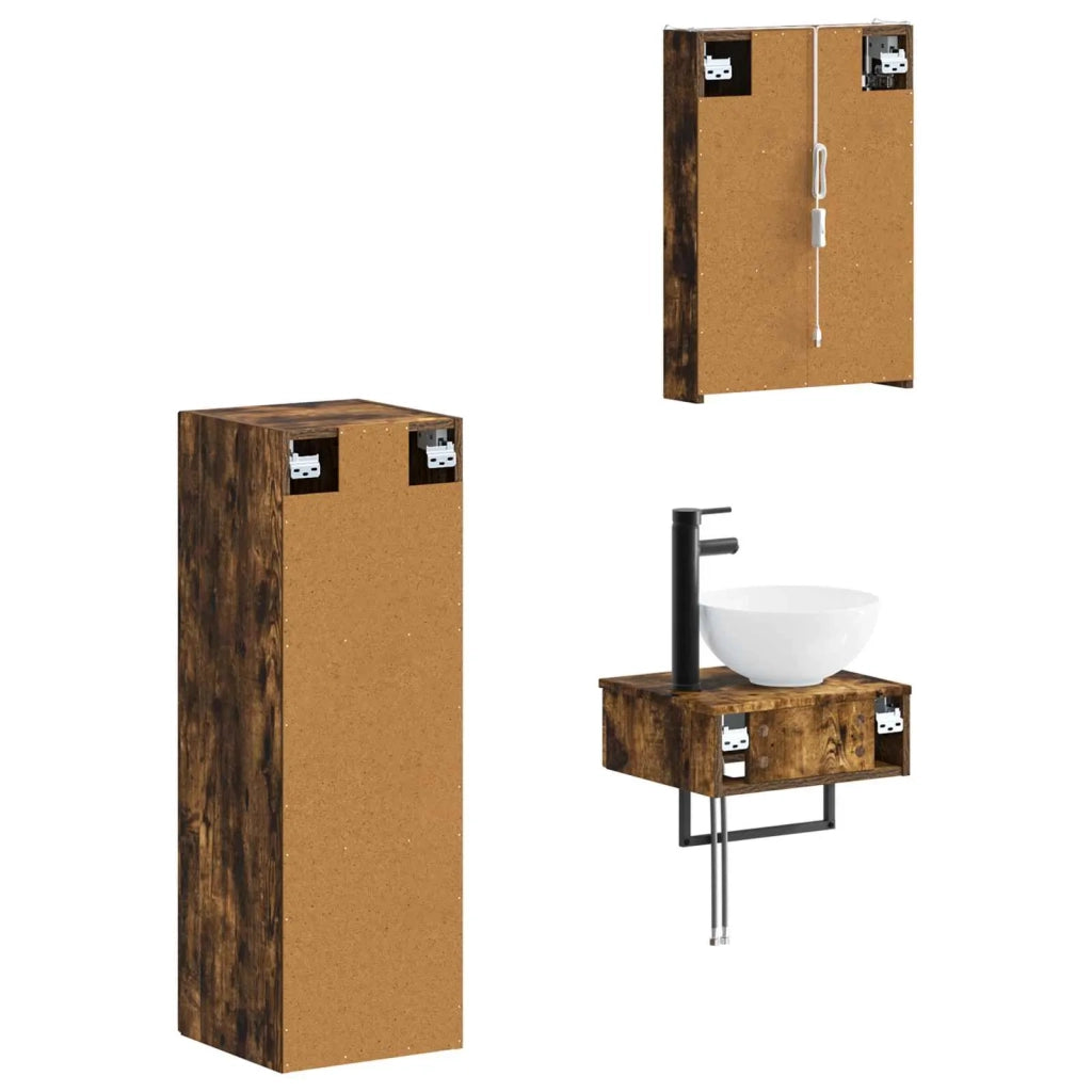 Set di Armadi da Bagno 4 pcs Rovere Fumo 43 x 11,5 x 60,5 cm 3407379