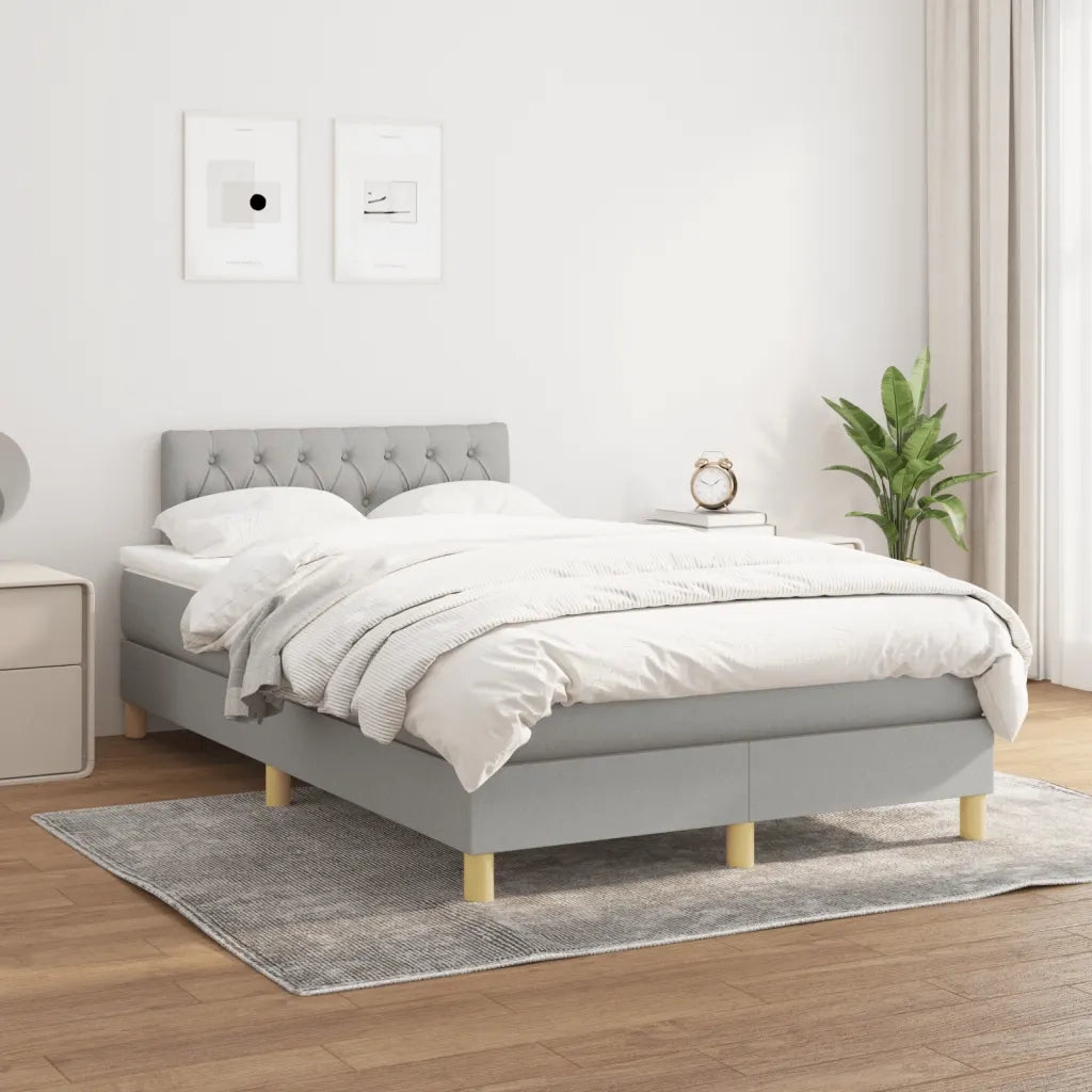 Giroletto a Molle con Materasso Grigio Chiaro 120x190cm Tessuto