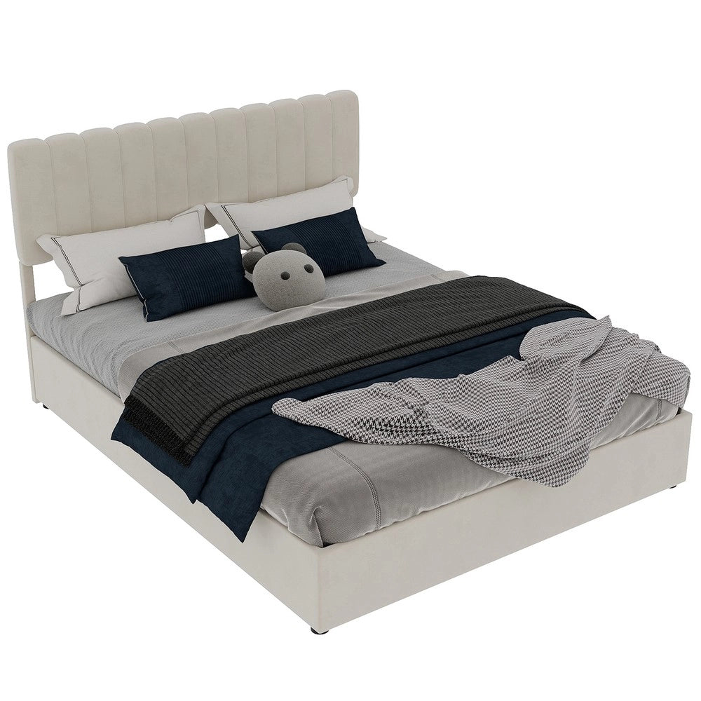 Letto Contenitore Imbottito 160x200 ¨C Xylo ¨C Beige, Testiera, Idraulico