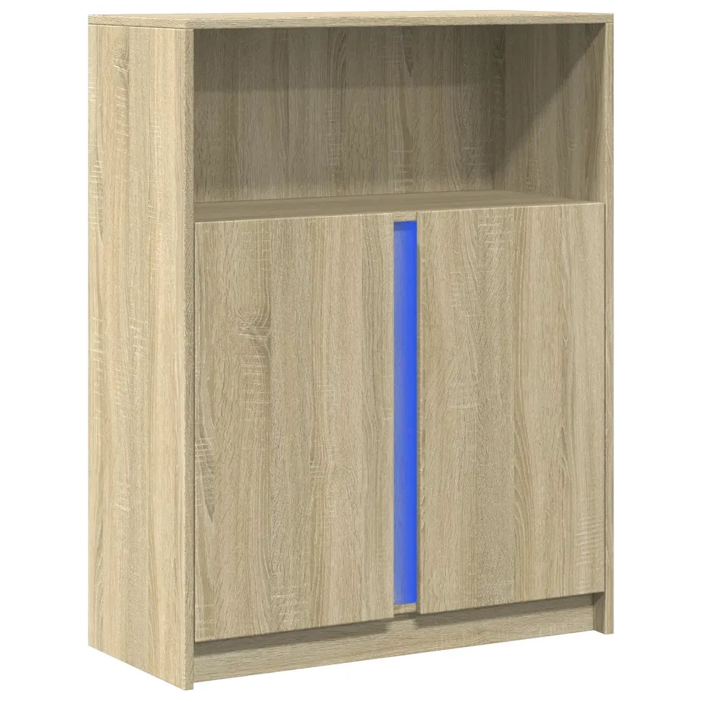 Credenza con LED Rovere Sonoma 77x34x100cm in Legno Multistrato 852147