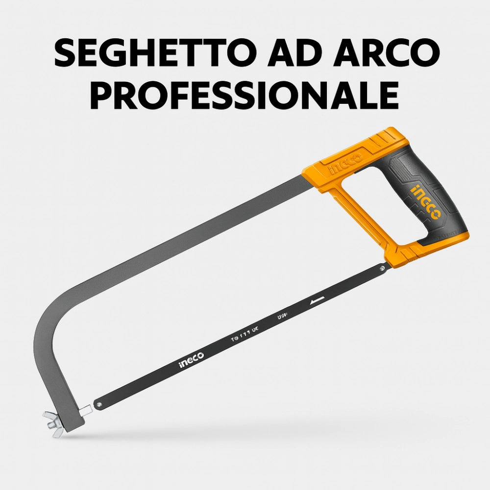 Seghetto arco 300 mm regolabile lama 65 mn 24 t impugnatura morbida acciaio