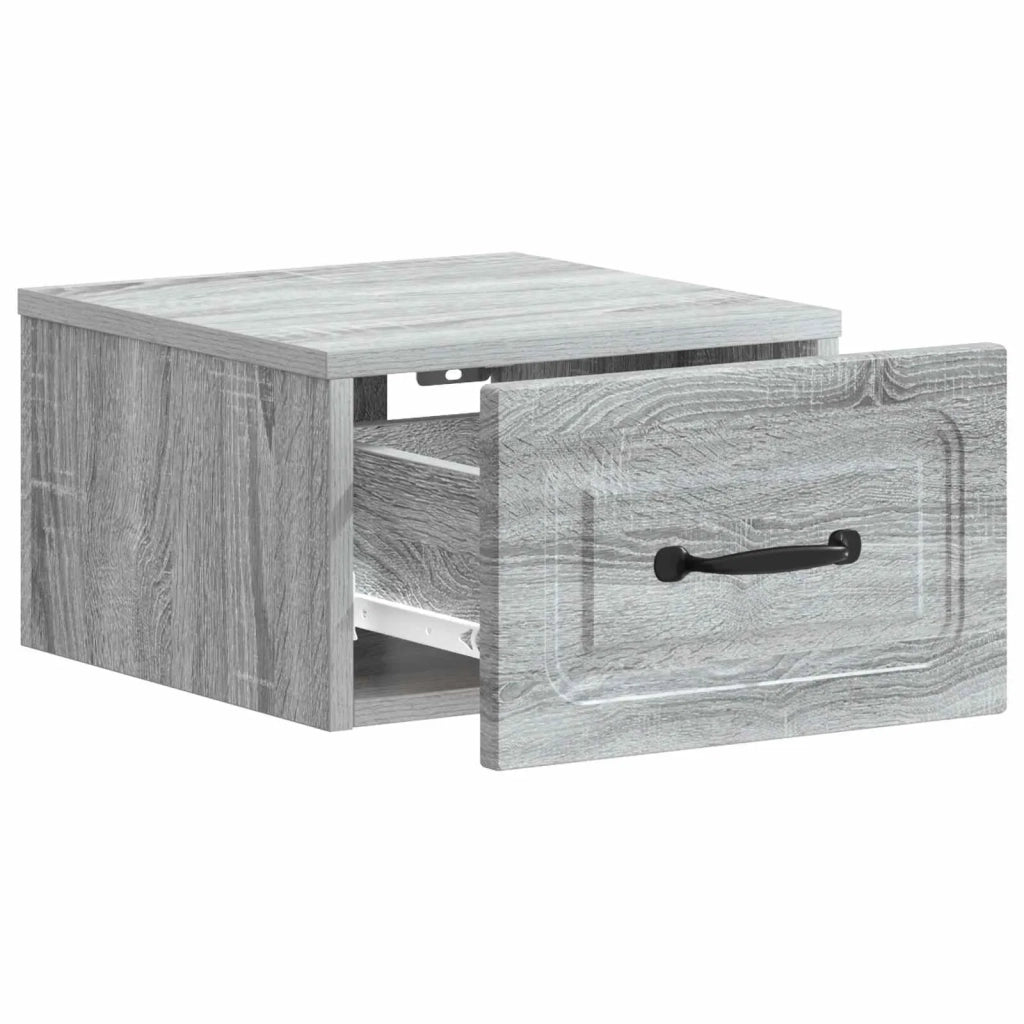 Comodino | Armadio da Notte | Mobiletto da notte a muro Grigio Sonoma 34,5 x 33 x 20 cm