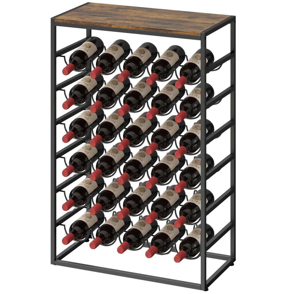 Portabottiglie 30 Bottiglie 6 Ripiani ¨C Xylo ¨C Effetto Legno Marrone Rustico 59x30x88,5cm