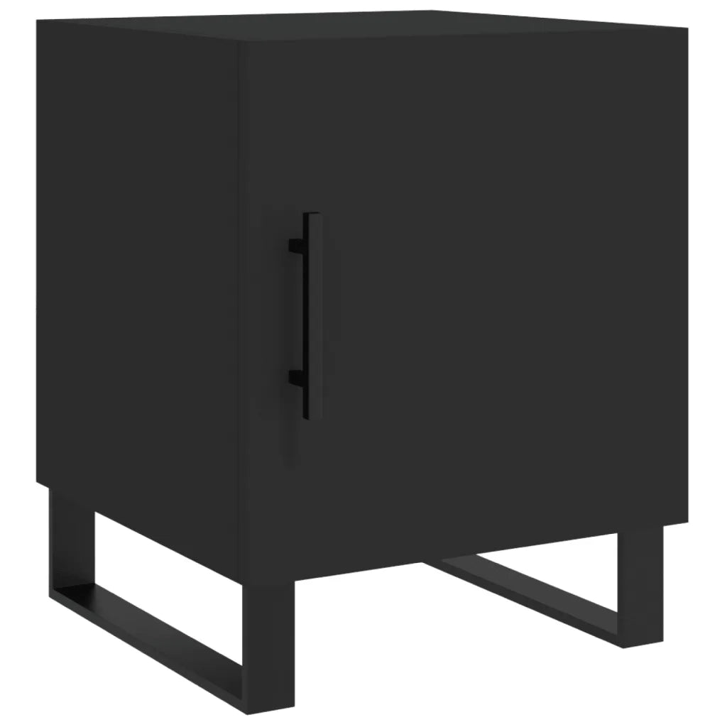 Set di 2 Comodini | Armadio da Notte | Mobiletto da notte Neri 40x40x50 cm in Legno Multistrato