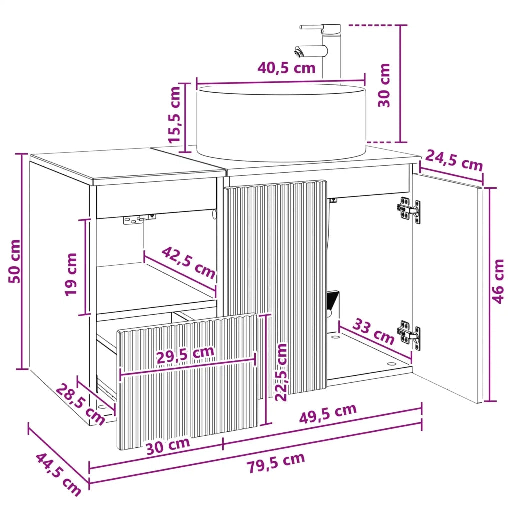 Set di mobili per il bagno 2 pz Rovere Sonoma 3404106